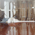 Obraz Lukáš Rittstein Bludička: 2001; comfloor, dispercol, dřevo, elastická látka, vánoční ozdoba, 64 x 132 x 23 cm